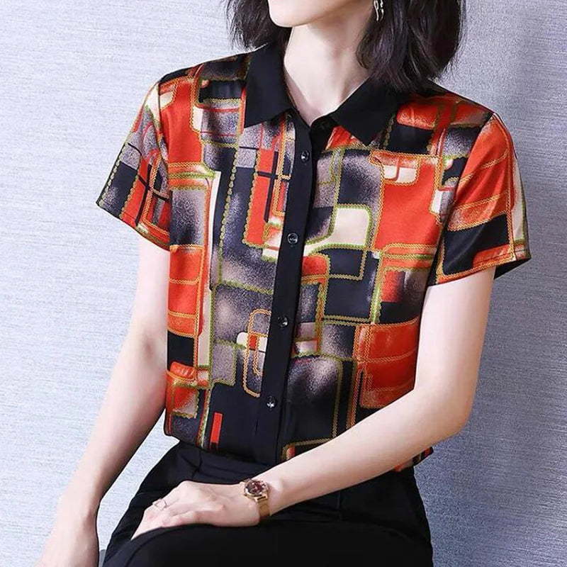 Vrouwelijke Zomer Blouse Korte Mouw Leuke Prints