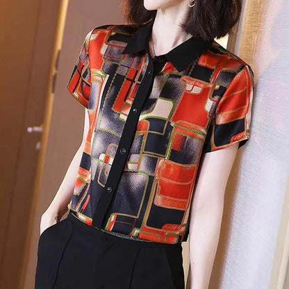 Vrouwelijke Zomer Blouse Korte Mouw Leuke Prints