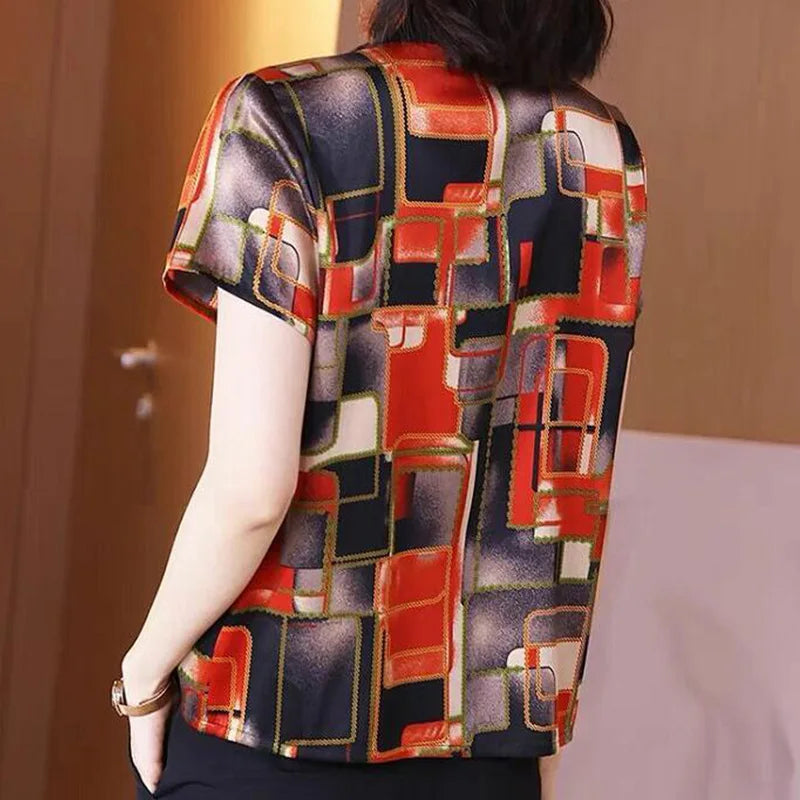 Vrouwelijke Zomer Blouse Korte Mouw Leuke Prints