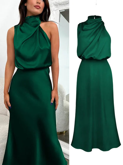 Satijnen Maxi Jurk Elegant Lang voor Vrouw