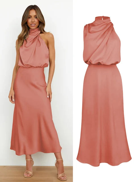 Satijnen Maxi Jurk Elegant Lang voor Vrouw