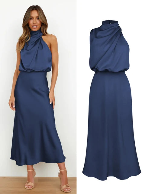 Satijnen Maxi Jurk Elegant Lang voor Vrouw