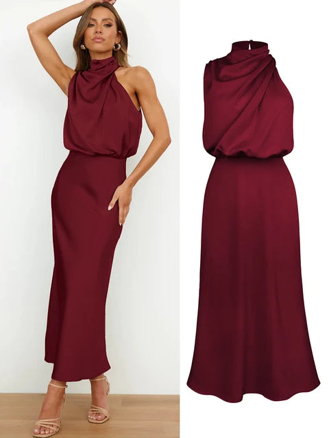 Satijnen Maxi Jurk Elegant Lang voor Vrouw