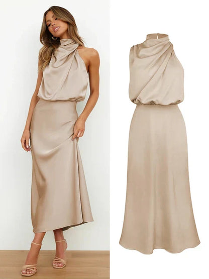 Satijnen Maxi Jurk Elegant Lang voor Vrouw