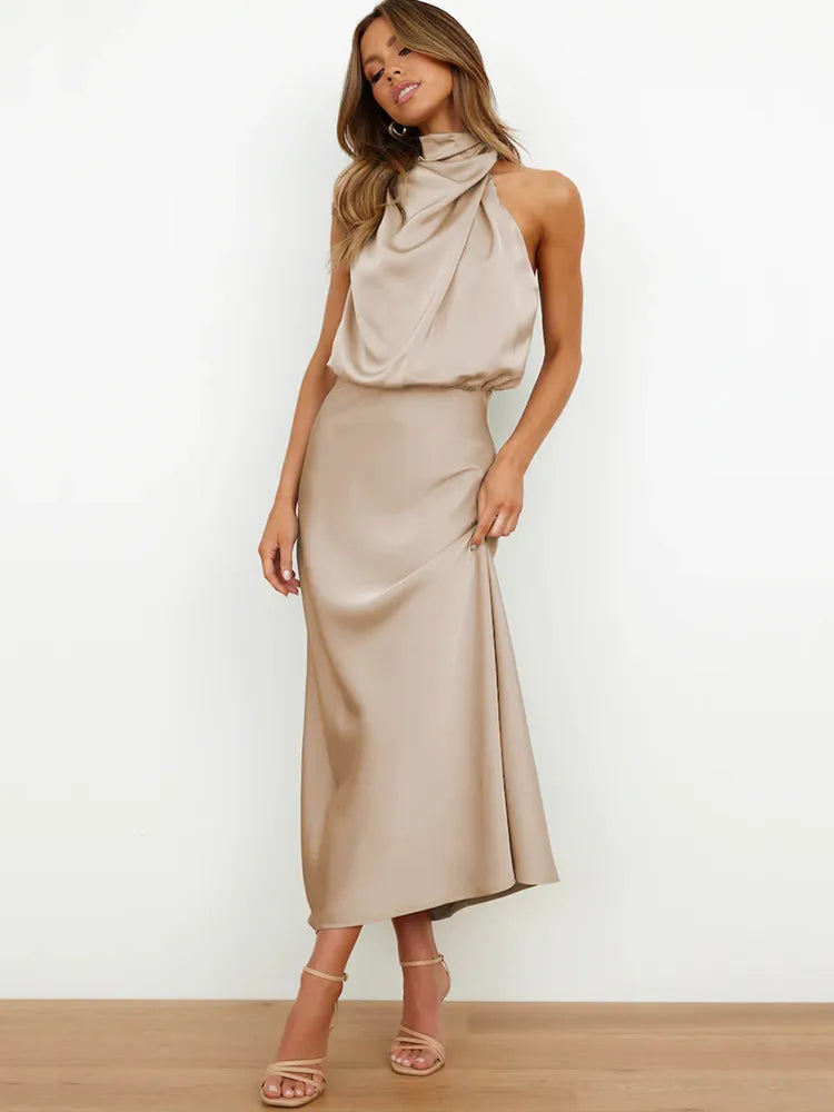Satijnen Maxi Jurk Elegant Lang voor Vrouw