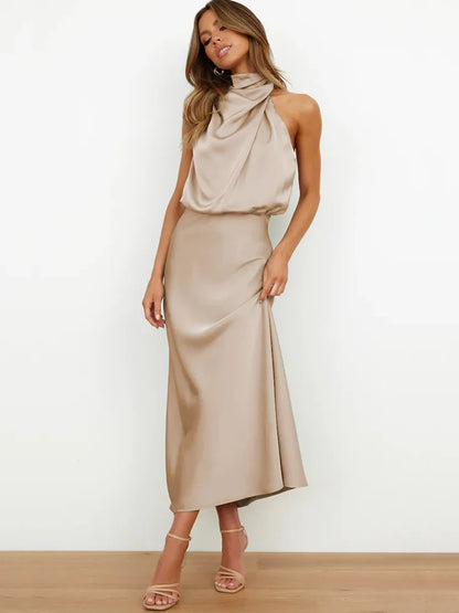 Satijnen Maxi Jurk Elegant Lang voor Vrouw