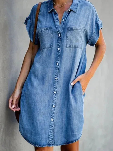 Zomerjurk Blauwe Denim Shirtjurk voor Vrouw - StudioMarella