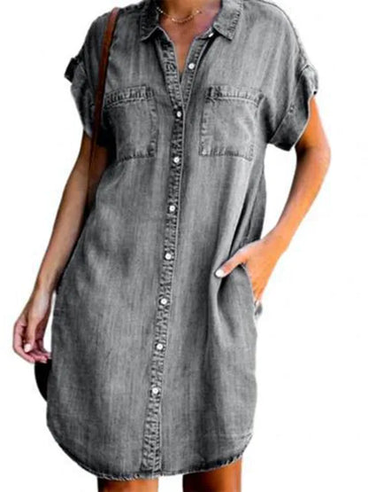 Zomerjurk Blauwe Denim Shirtjurk voor Vrouw