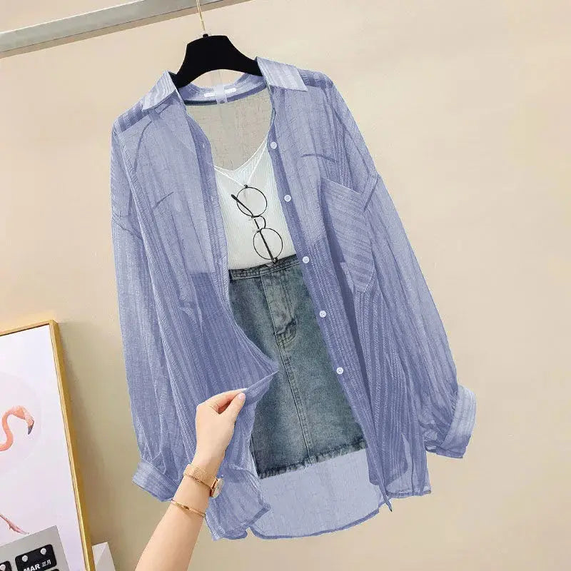 Lichtblauwe Chiffon Zomer Blouse - StudioMarella