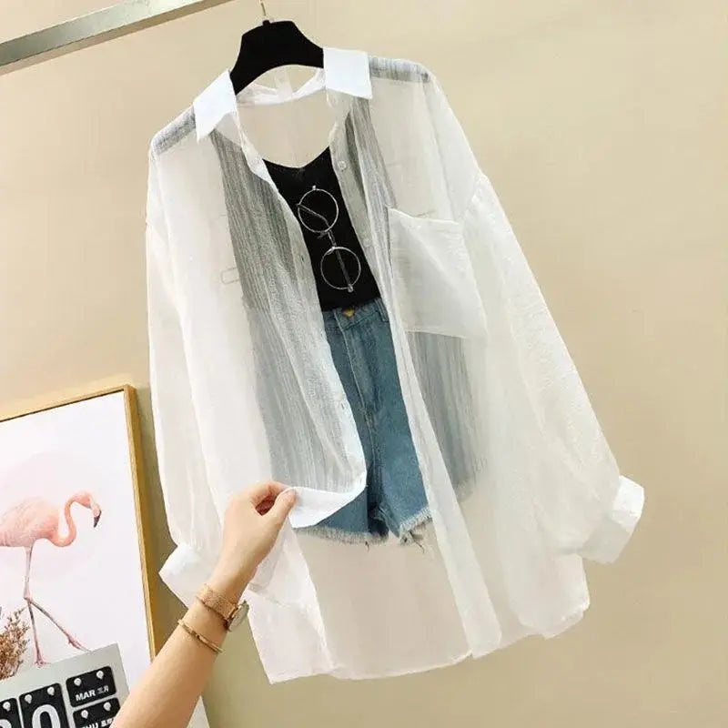 Lichtblauwe Chiffon Zomer Blouse