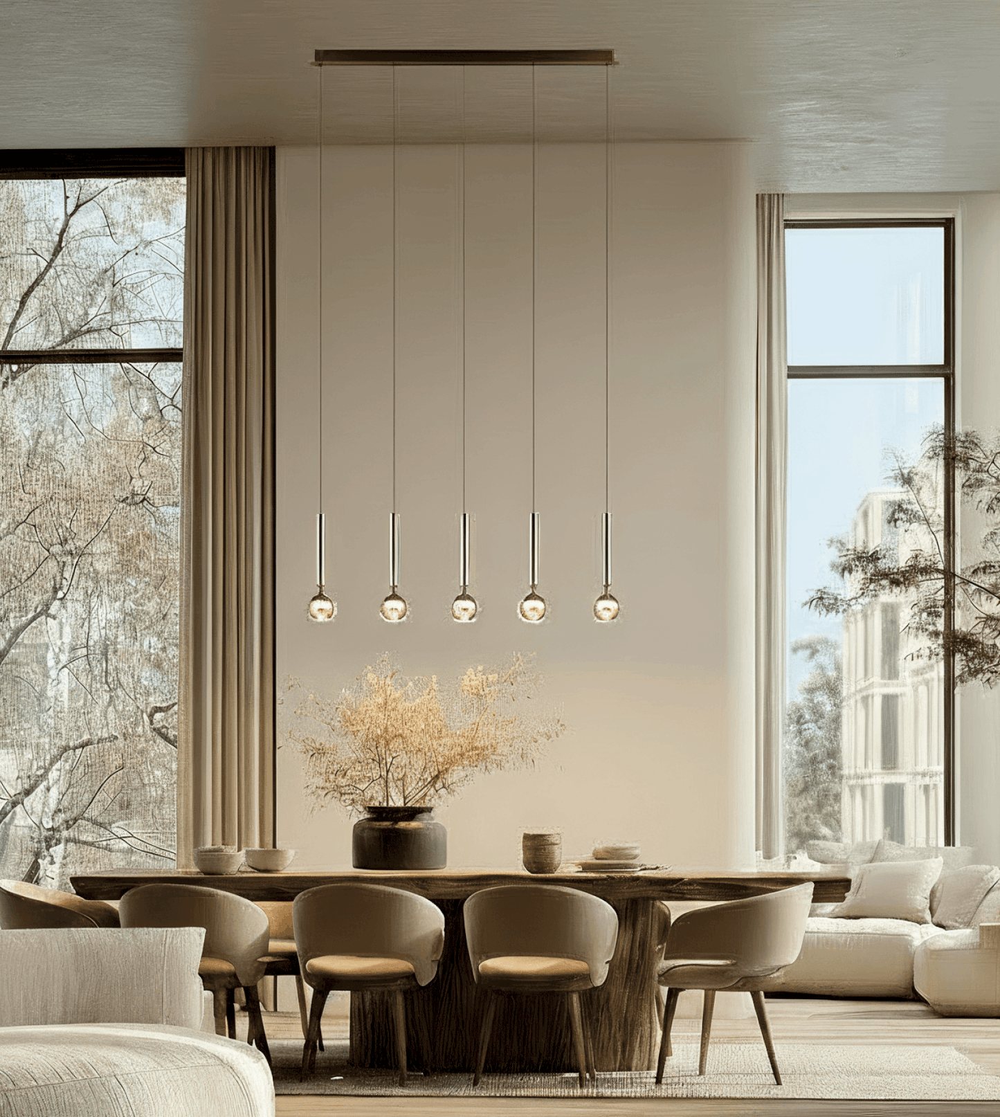 Hanglamp LED Zwart Chroom 100cm Dimbaar Glas Modern Design