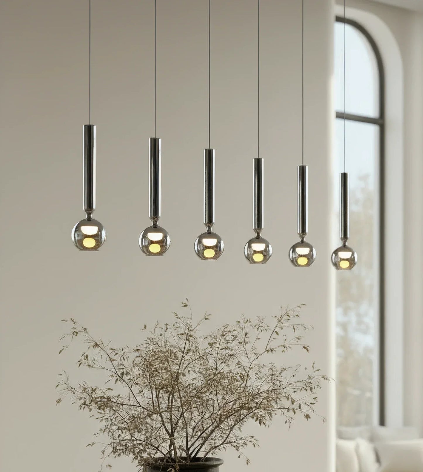 Hanglamp LED Zwart Chroom 100cm Dimbaar Glas Modern Design