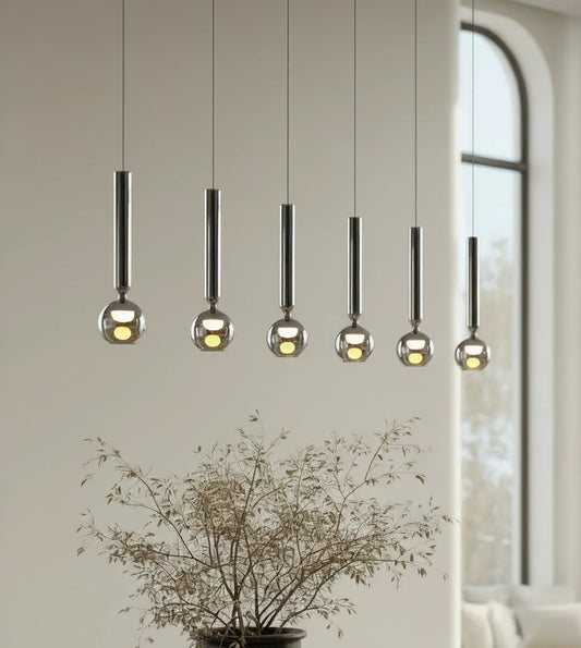Hanglamp LED Zwart Chroom 100cm Dimbaar Glas Modern Design