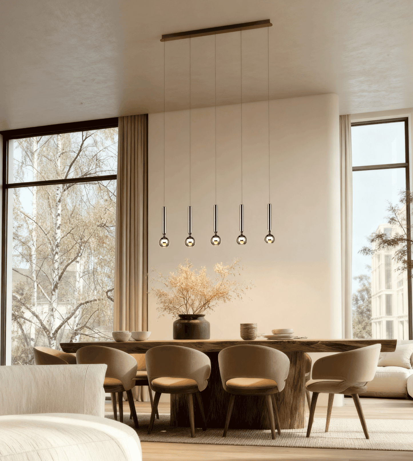 Hanglamp LED Zwart Chroom 100cm Dimbaar Glas Modern Design