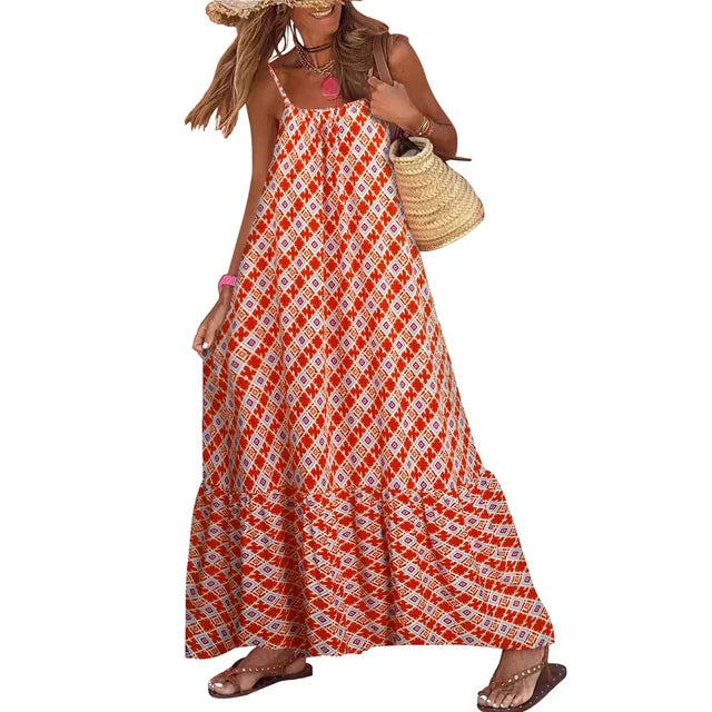 Zomerjurk Bloemenprint Spaghettibandjes Vrouwelijk Model