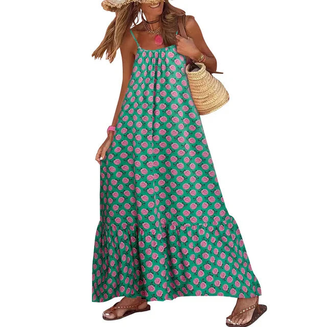 Zomerjurk Bloemenprint Spaghettibandjes Vrouwelijk Model