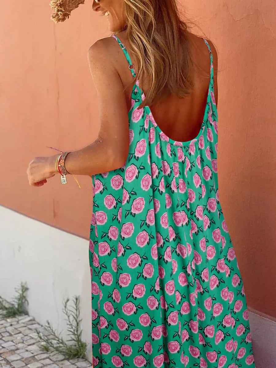 Zomerjurk Bloemenprint Spaghettibandjes Vrouwelijk Model