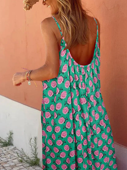 Zomerjurk Bloemenprint Spaghettibandjes Vrouwelijk Model