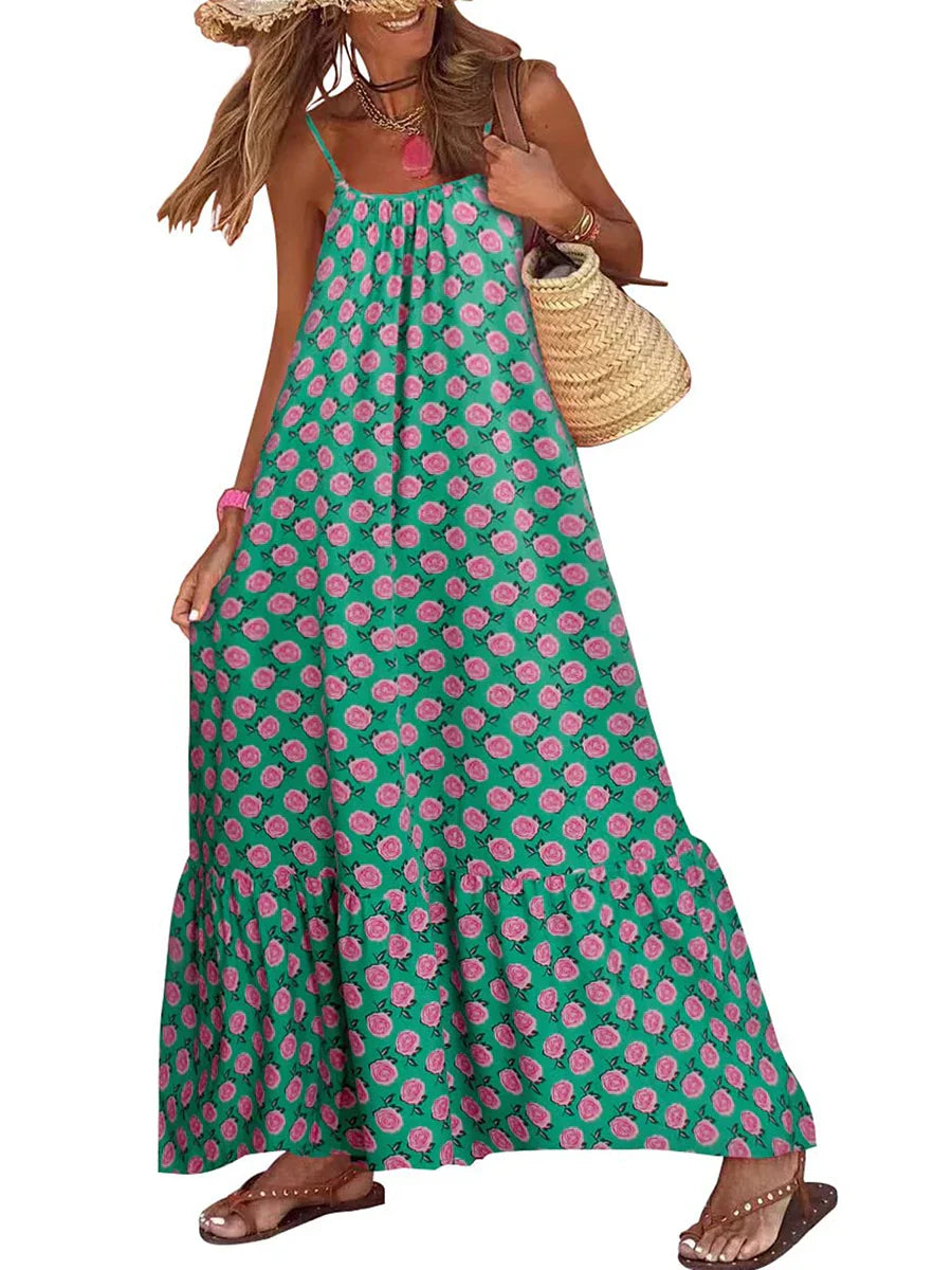 Zomerjurk Bloemenprint Spaghettibandjes Vrouwelijk Model