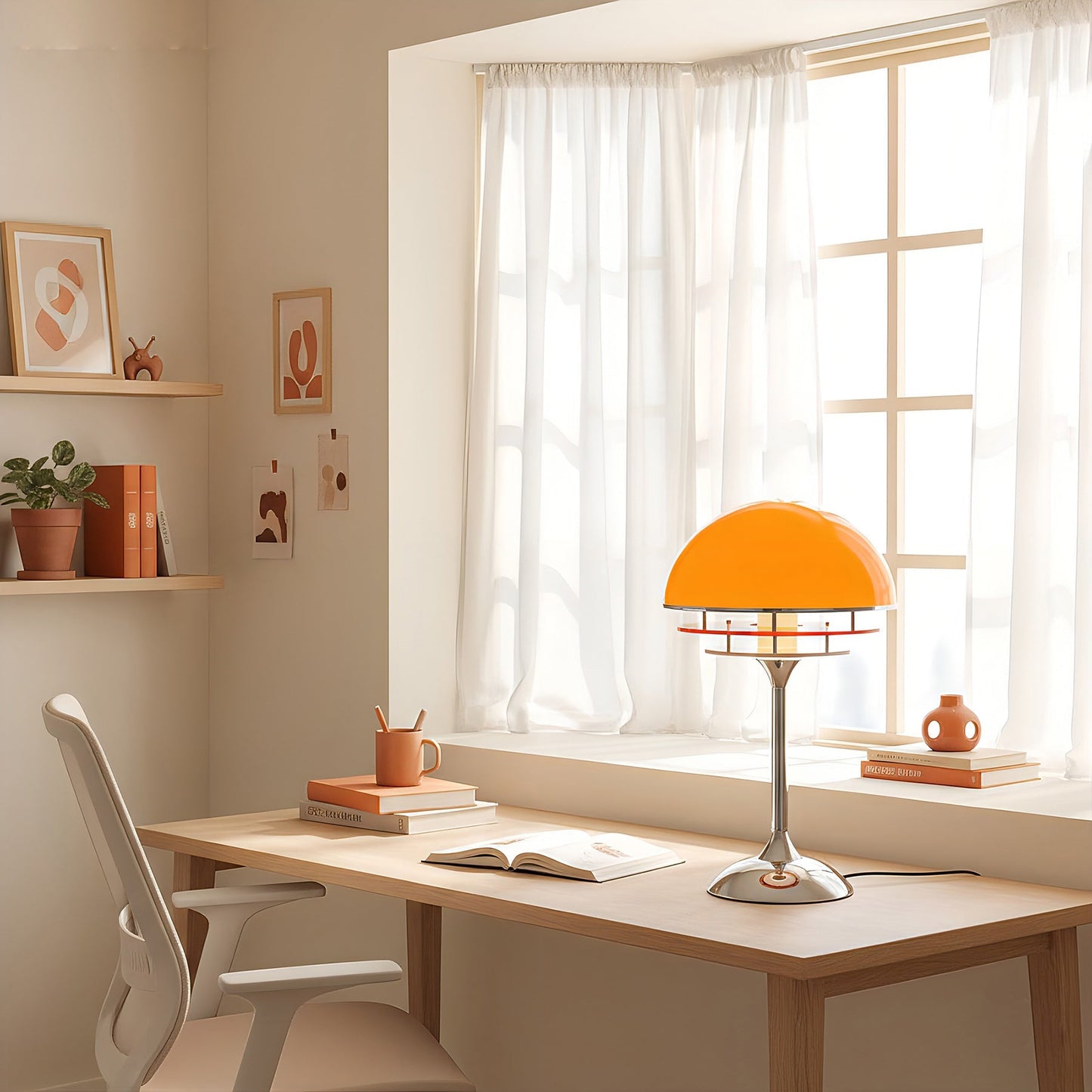 Bauhaus Tafellamp met Acryldiscs Oranje of Wit