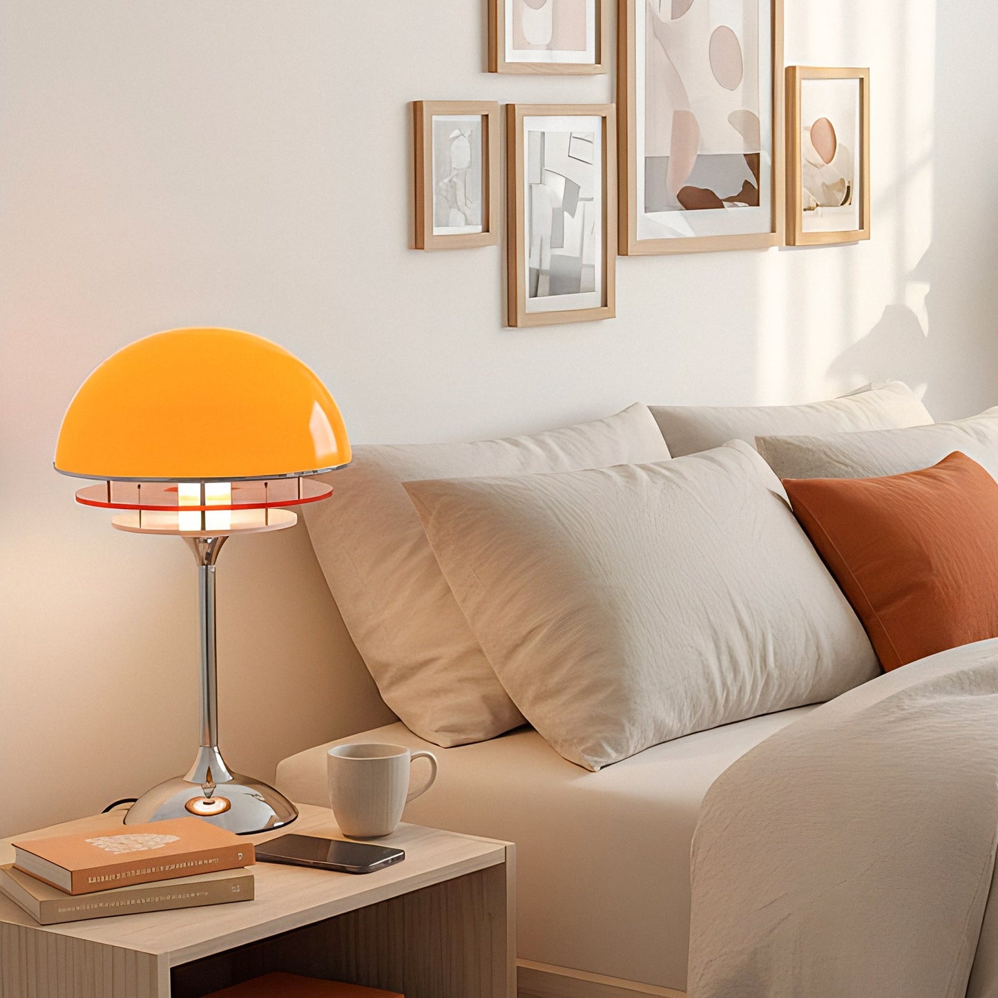 Bauhaus Tafellamp met Acryldiscs Oranje of Wit