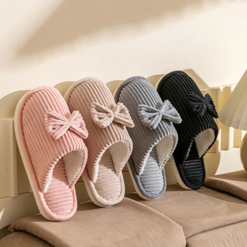 Pantoffels Met Strik Antislip Zool Elegante Dames