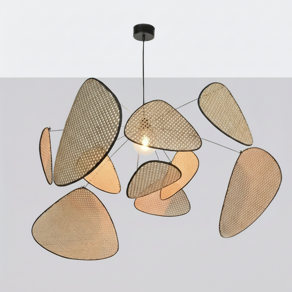 Hanglamp Rotan Handgeweven Zwart Naturel E27 Woonkamer Eetkamer Boho Scandinavisch