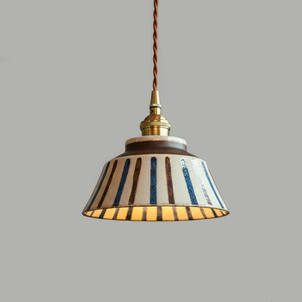Keramiek Hanglamp Handgeschilderd Koper Blauw Naturel E27 Woonkamer Eetkamer Japandi Retro Scandinavisch
