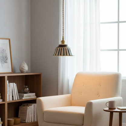 Keramiek Hanglamp Handgeschilderd Koper Blauw Naturel E27 Woonkamer Eetkamer Japandi Retro Scandinavisch