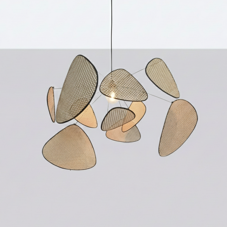 Hanglamp Rotan Handgeweven Zwart Naturel E27 Woonkamer Eetkamer Boho Scandinavisch