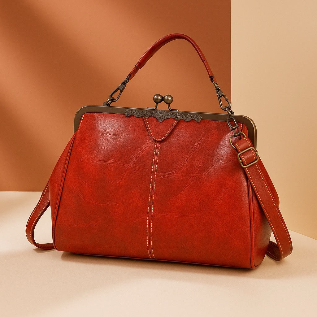 Vintage Handtas met Kliksluiting Retro Clutch Dames Avondtas Feesttas Schoudertas Elegant Design Bruin Zwart