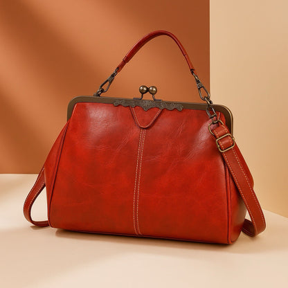 Vintage Handtas met Kliksluiting Retro Clutch Dames Avondtas Feesttas Schoudertas Elegant Design Bruin Zwart