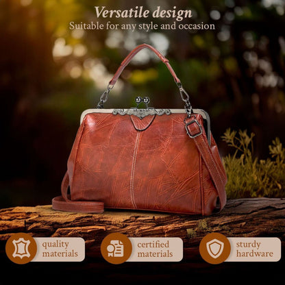 Vintage Handtas met Kliksluiting Retro Clutch Dames Avondtas Feesttas Schoudertas Elegant Design Bruin Zwart