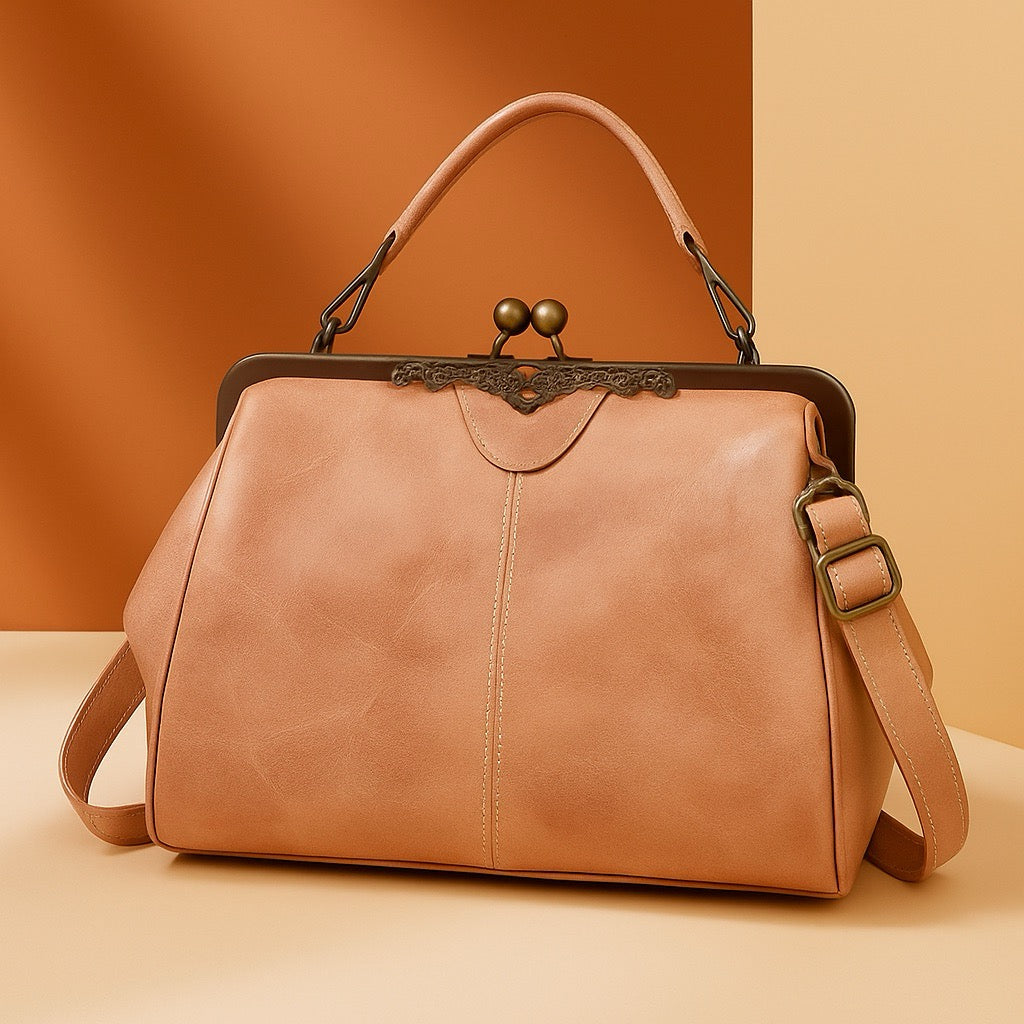 Vintage Handtas met Kliksluiting Retro Clutch Dames Avondtas Feesttas Schoudertas Elegant Design Bruin Zwart