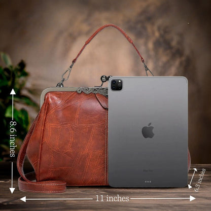 Vintage Handtas met Kliksluiting Retro Clutch Dames Avondtas Feesttas Schoudertas Elegant Design Bruin Zwart