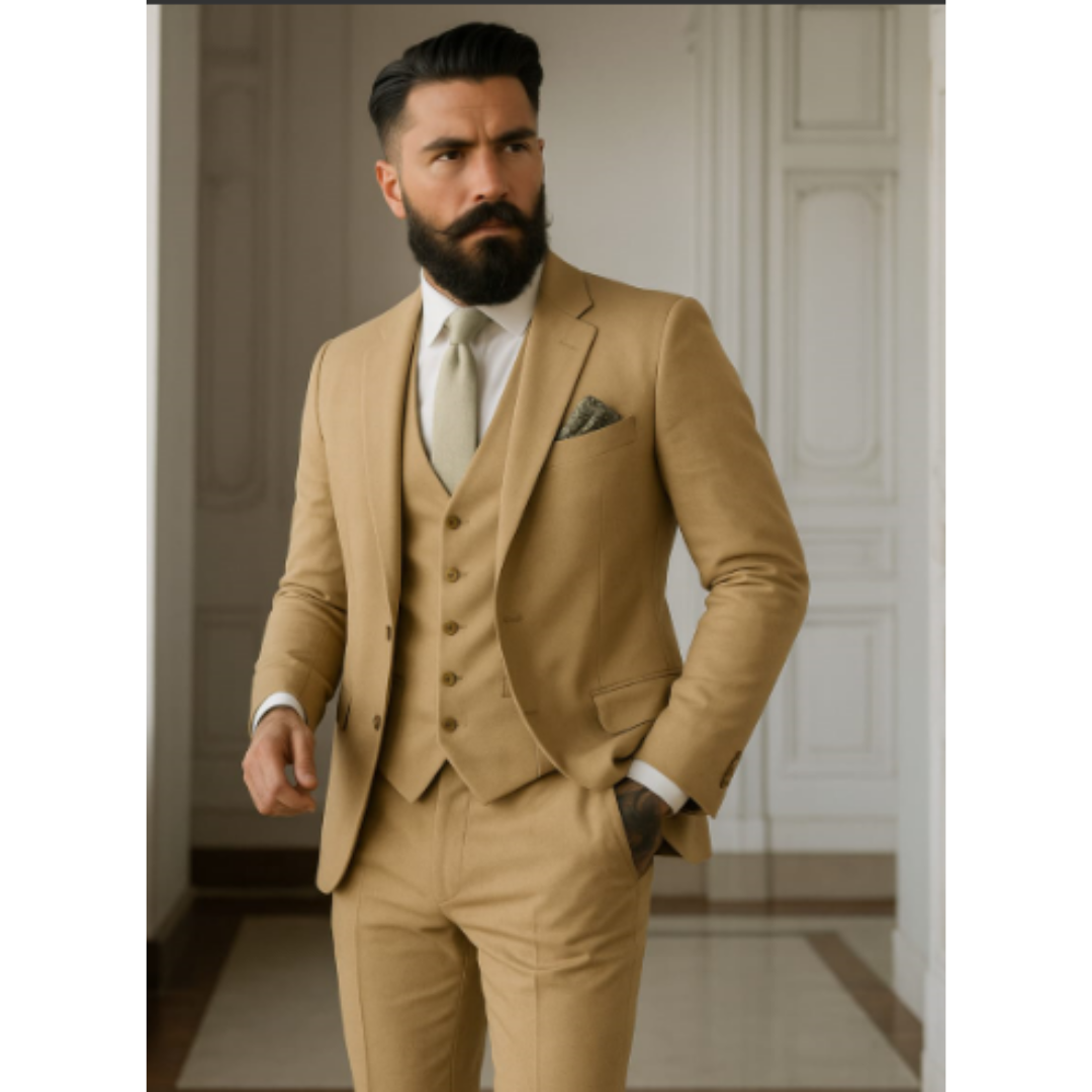 Heren Pak Saliegroen Driedelig Elegant Formaliteit - StudioMarella
