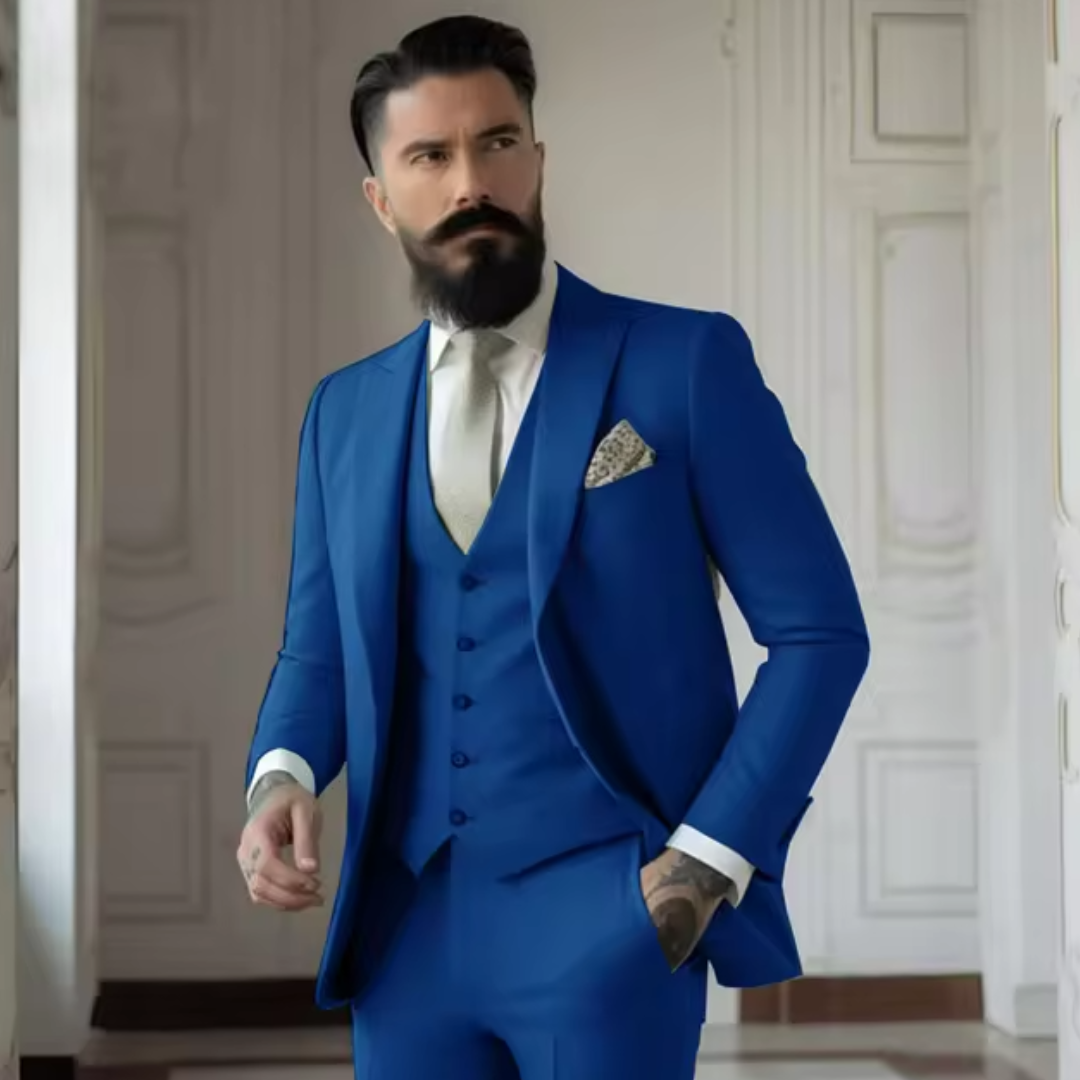 Heren Pak Saliegroen Driedelig Elegant Formaliteit