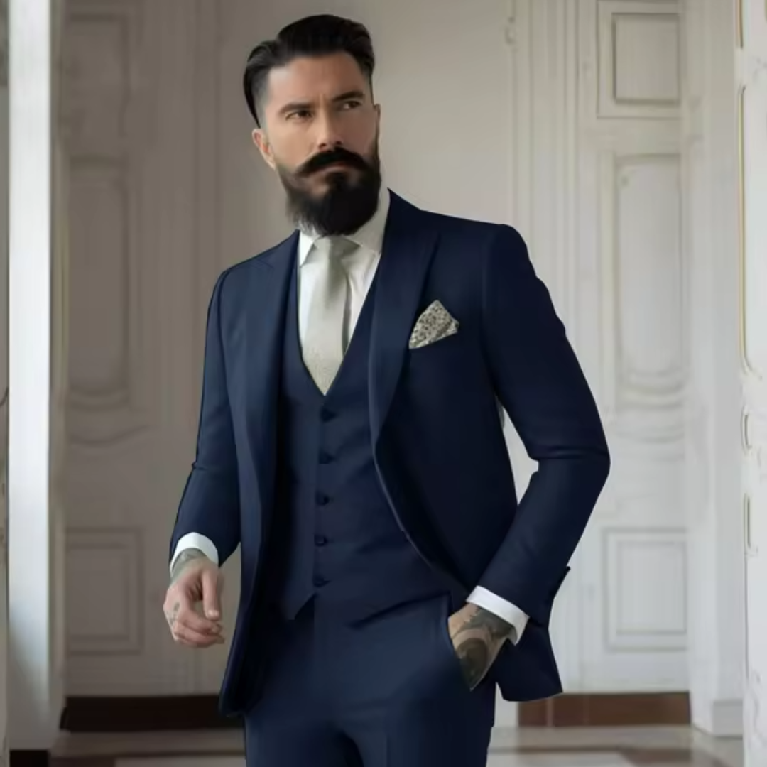 Heren Pak Saliegroen Driedelig Elegant Formaliteit