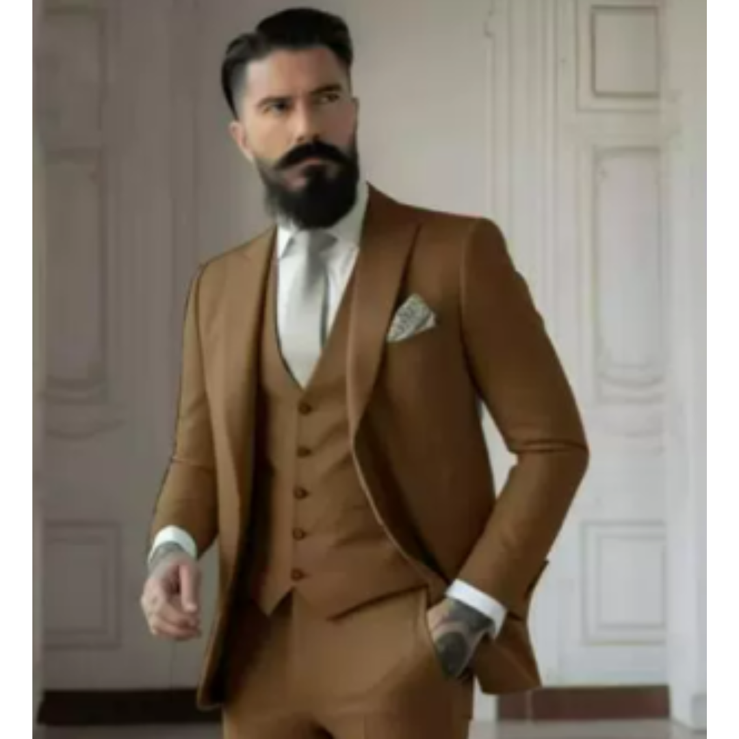Heren Pak Saliegroen Driedelig Elegant Formaliteit