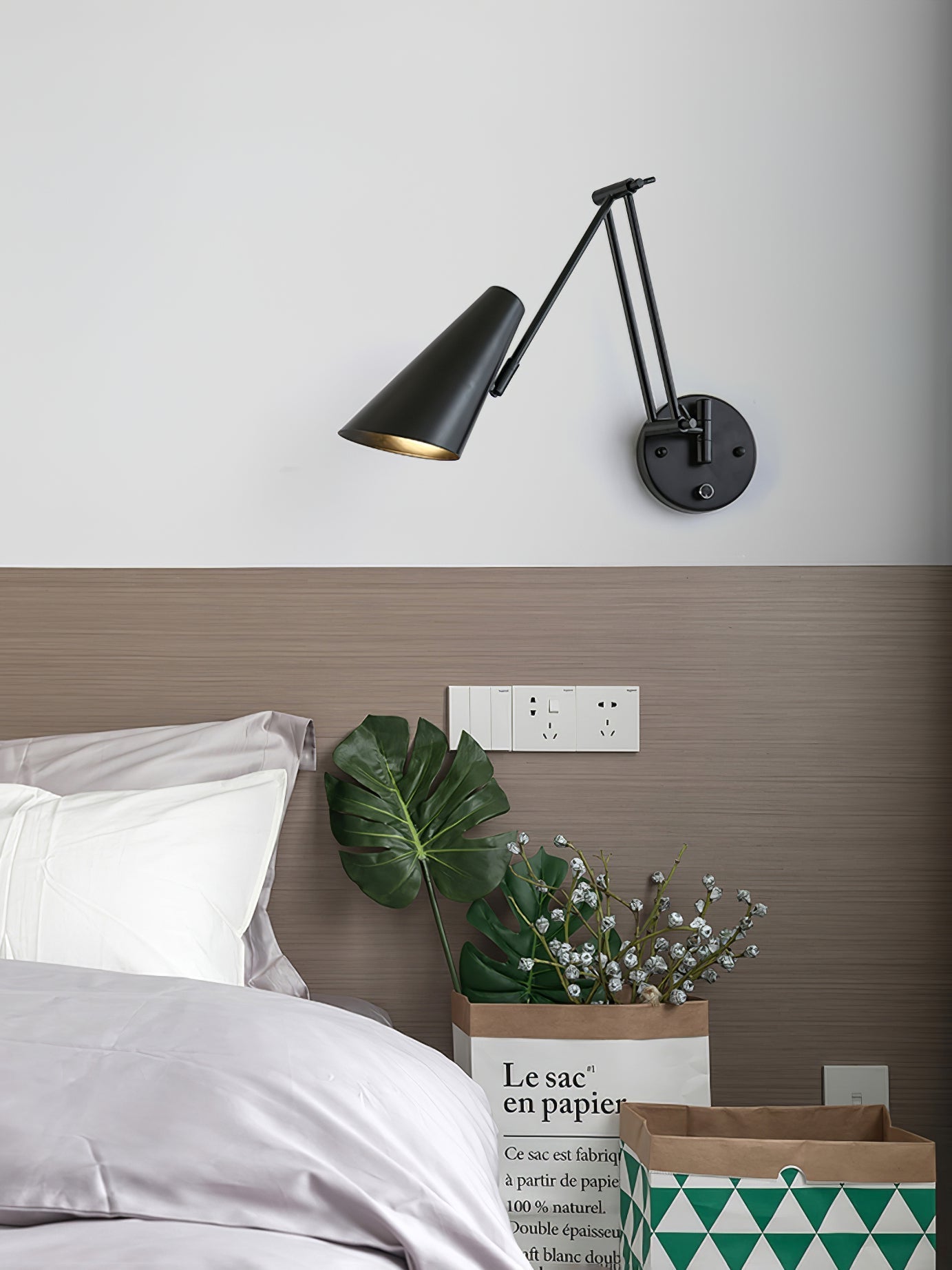 Verstelbare Wandlamp Zwenkarm Industrieel IJzer Modern Design E26/E27 Fitting Muurbediening Leeslamp Slaapkamer