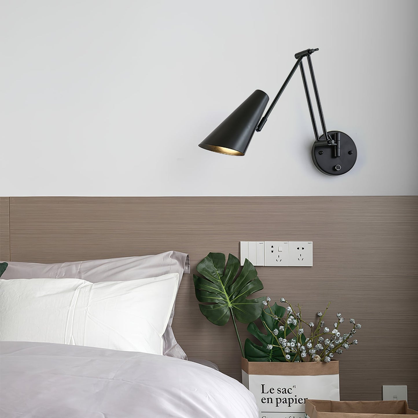 Verstelbare Wandlamp Zwenkarm Industrieel IJzer Modern Design E26/E27 Fitting Muurbediening Leeslamp Slaapkamer