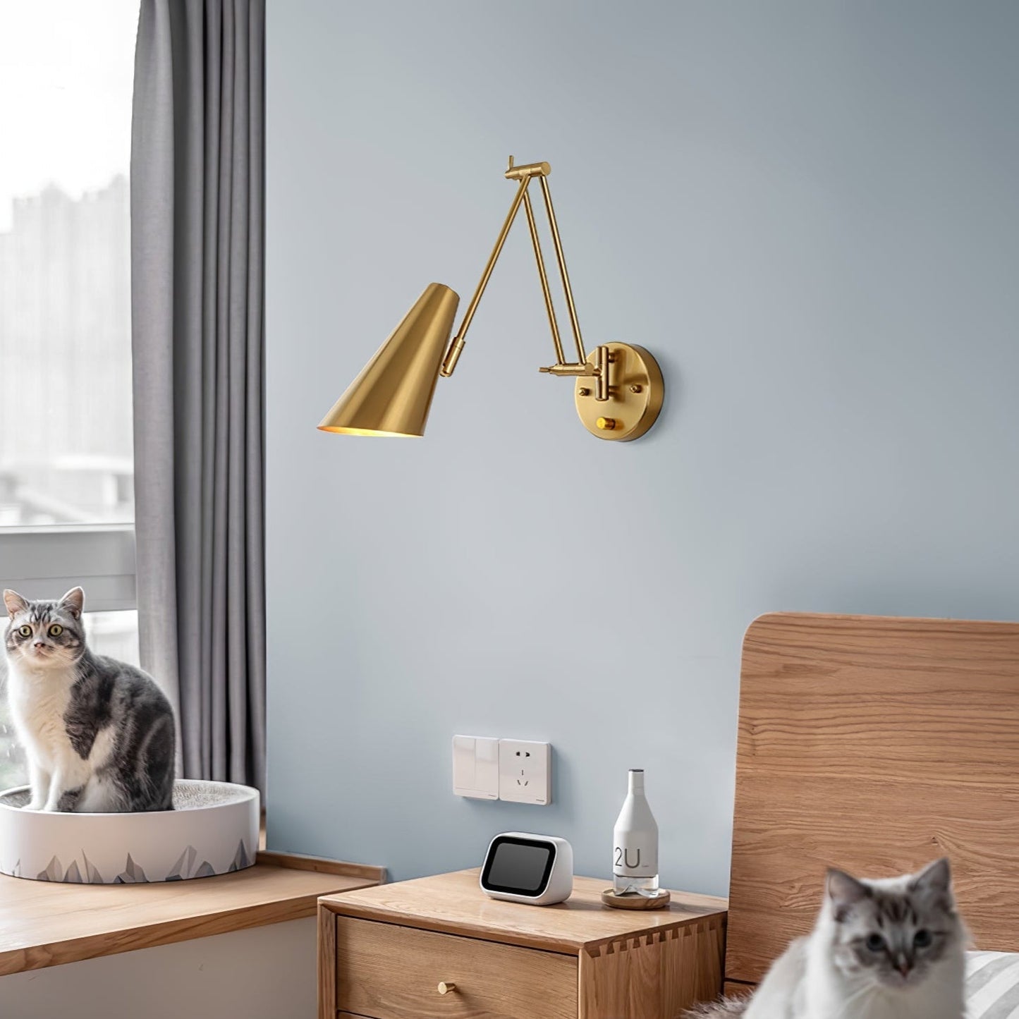 Verstelbare Wandlamp Zwenkarm Industrieel IJzer Modern Design E26/E27 Fitting Muurbediening Leeslamp Slaapkamer