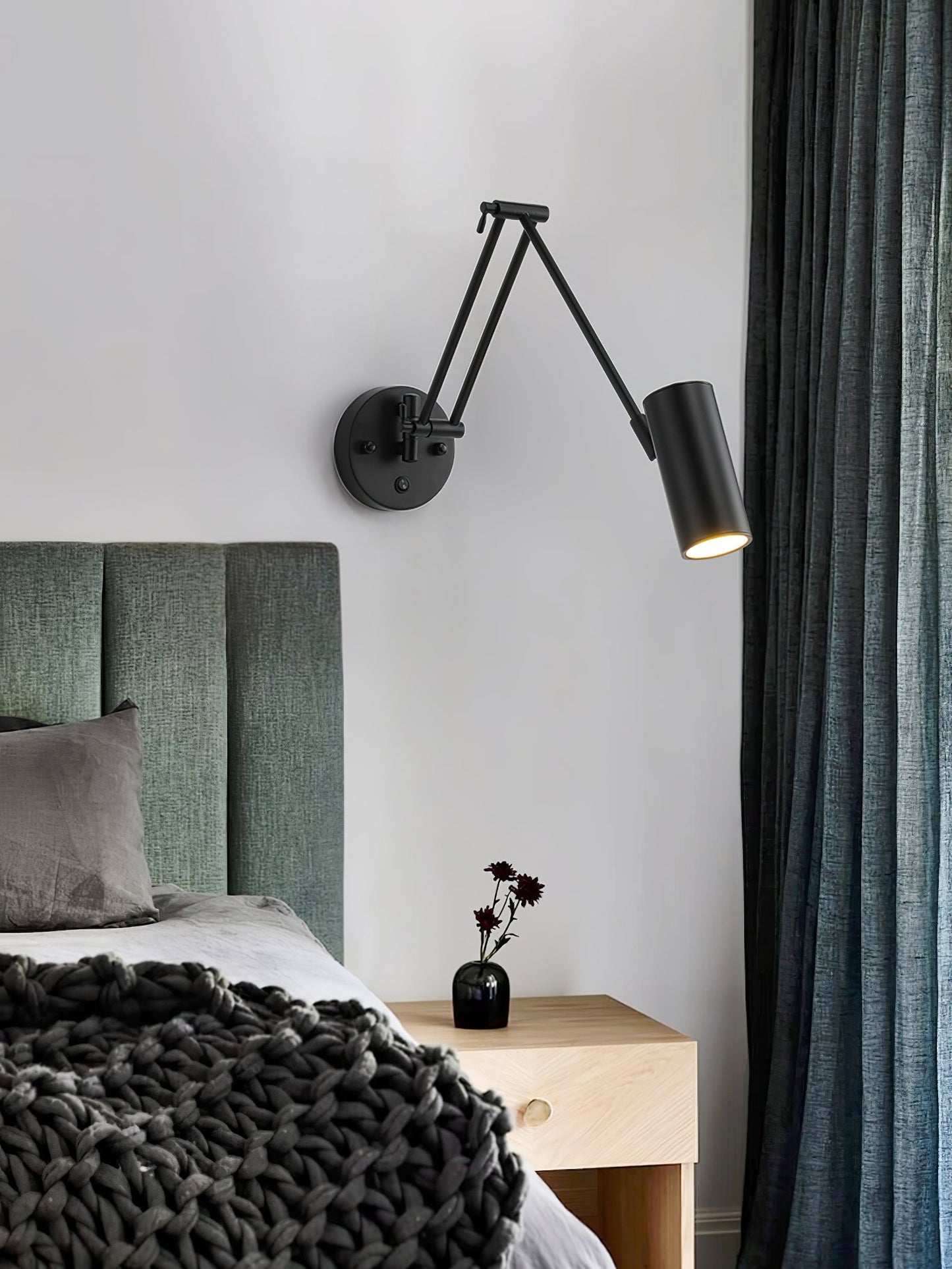 Verstelbare Wandlamp Zwenkarm Industrieel IJzer Modern Design E26/E27 Fitting Muurbediening Leeslamp Slaapkamer
