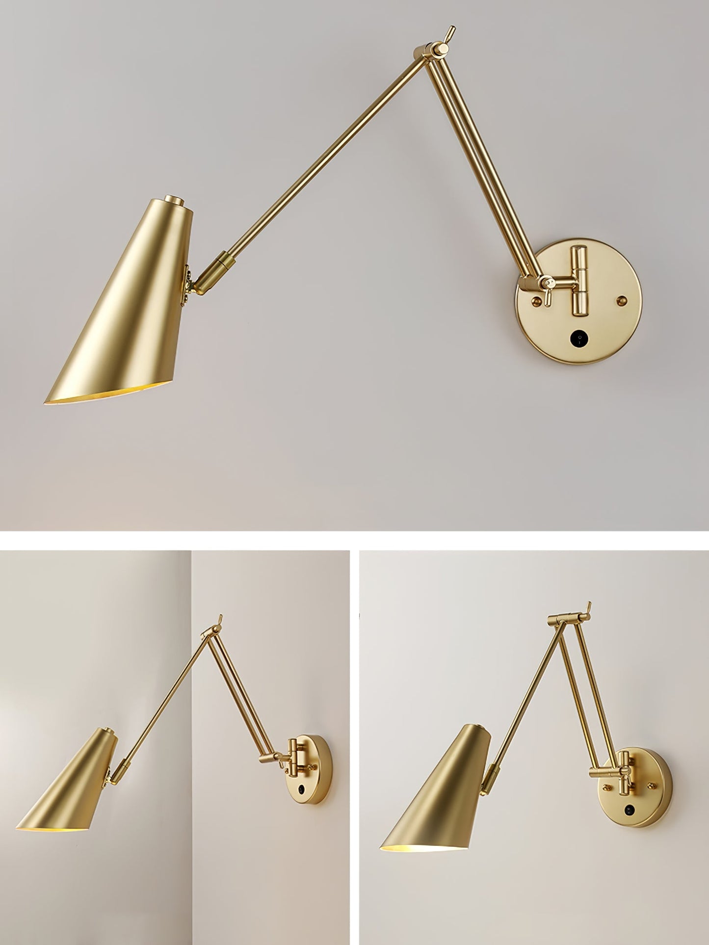 Verstelbare Wandlamp Zwenkarm Industrieel IJzer Modern Design E26/E27 Fitting Muurbediening Leeslamp Slaapkamer
