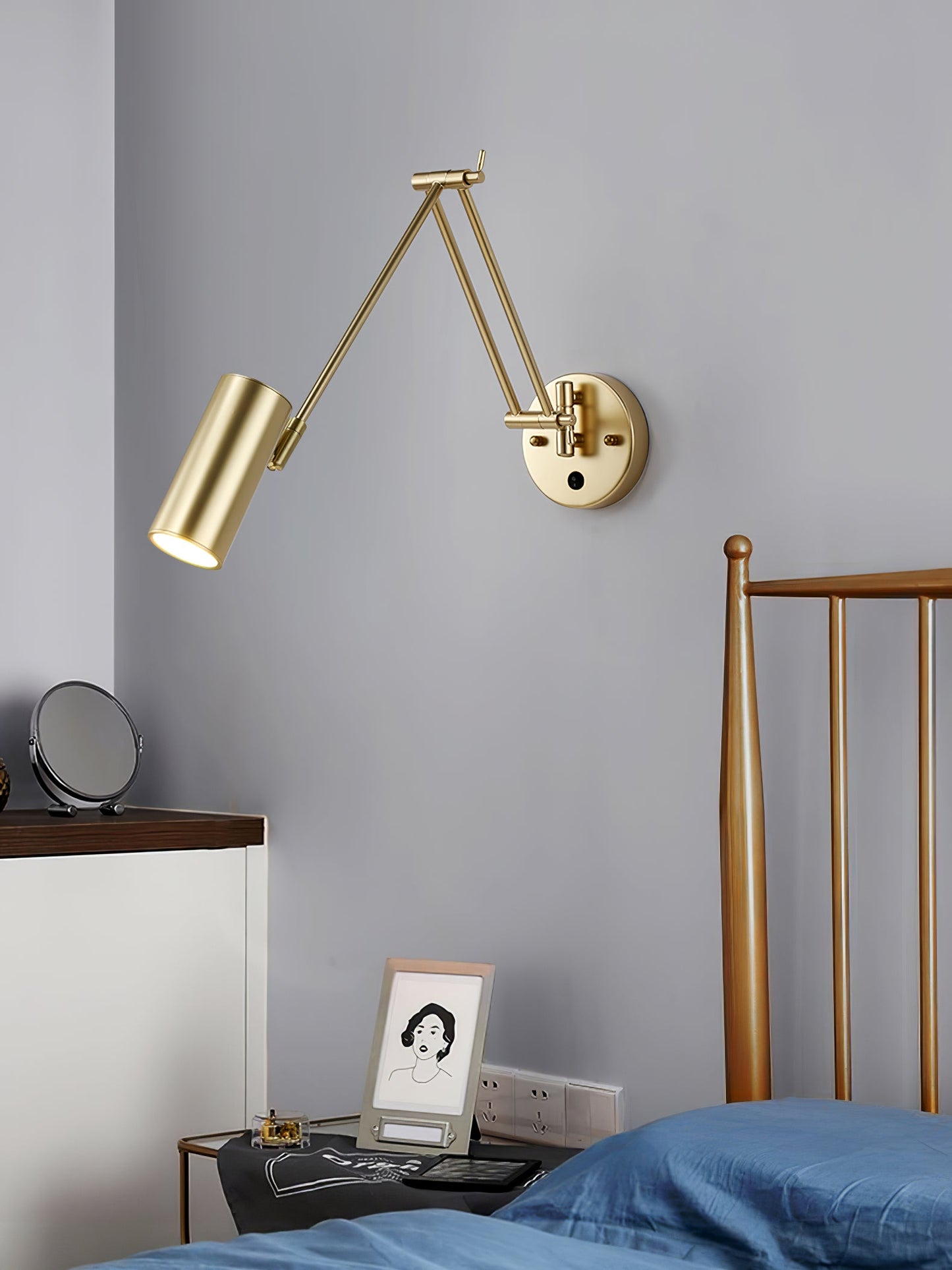 Verstelbare Wandlamp Zwenkarm Industrieel IJzer Modern Design E26/E27 Fitting Muurbediening Leeslamp Slaapkamer