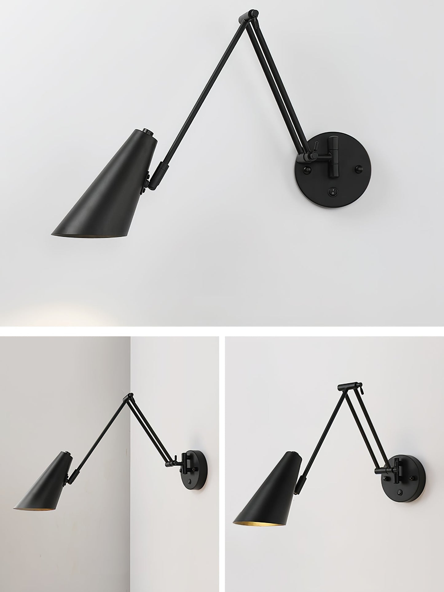 Verstelbare Wandlamp Zwenkarm Industrieel IJzer Modern Design E26/E27 Fitting Muurbediening Leeslamp Slaapkamer