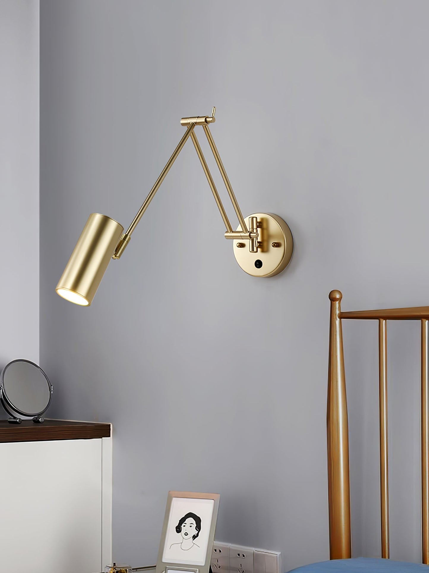 Verstelbare Wandlamp Zwenkarm Industrieel IJzer Modern Design E26/E27 Fitting Muurbediening Leeslamp Slaapkamer