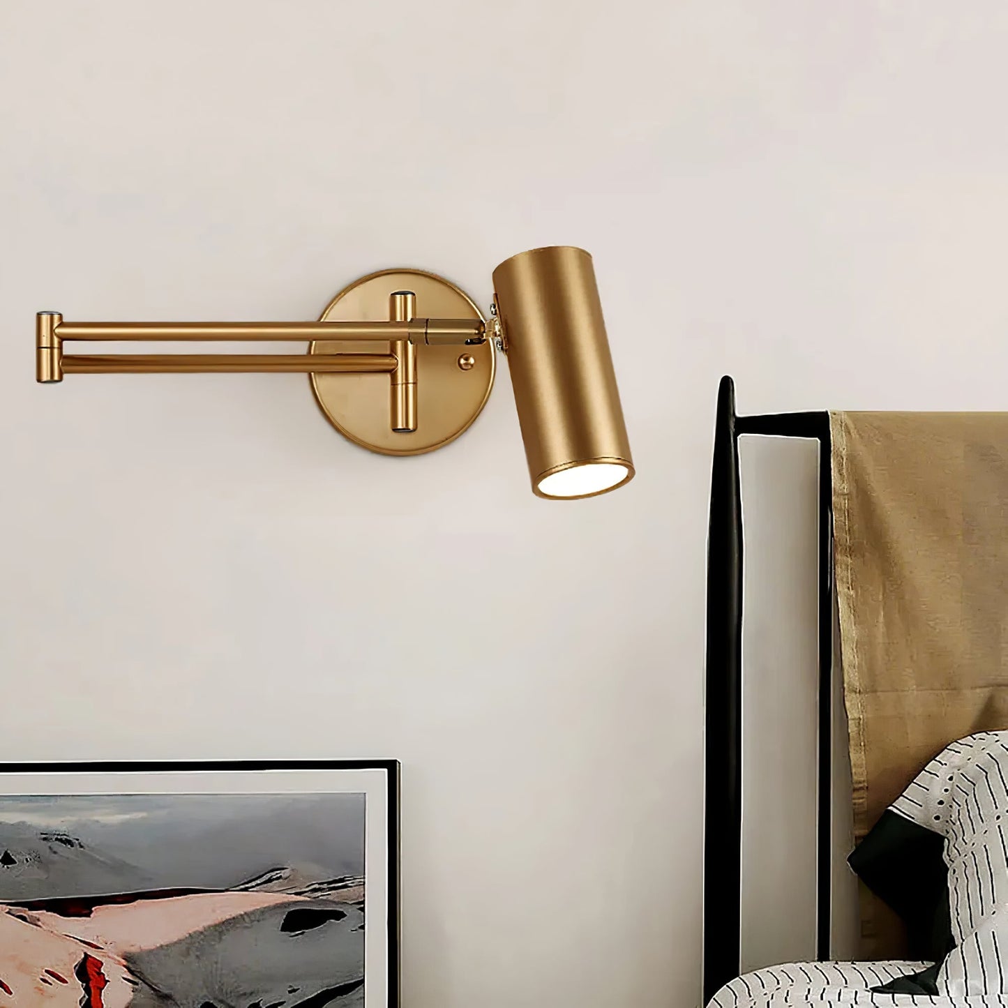 Verstelbare Wandlamp met Zwenkarm – Industrieel Metaal IJzer – 180° Draaibaar – Leeslamp Slaapkamer Nachtkastje