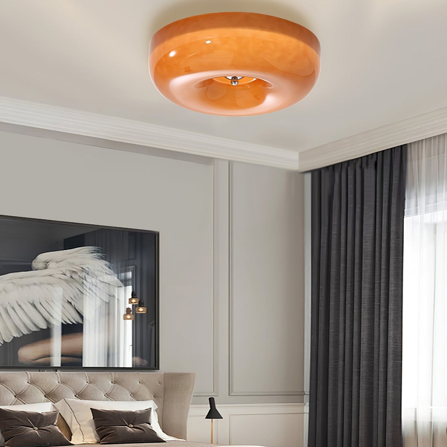 Plafondlamp Glas Swirl Metaal Wit Koffie Beige Woonkamer Slaapkamer LED 3000K 4000K 6000K Ø32 Ø40 Ø46cm Plafonnière Dimbaar