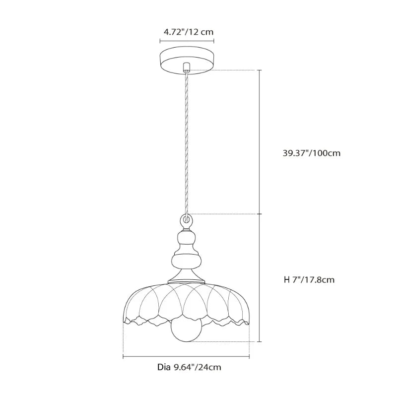 Vintage Hanglamp Glas Messing Bloemmotief Groen Zwart